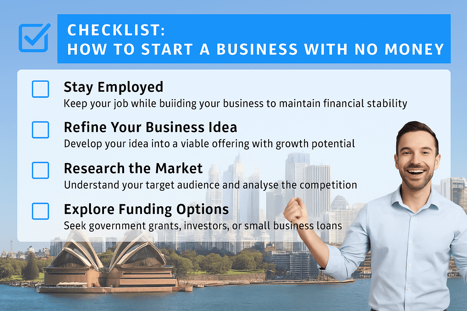 Checklist: Start Business With No Money Australia (2026 Edition)